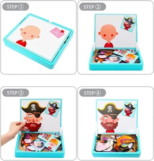 ✨HOT SALE 49% OFF💫Magnetic Puzzles Face Dress Up Travel Game Double Side Preschool Educational Learning Toy