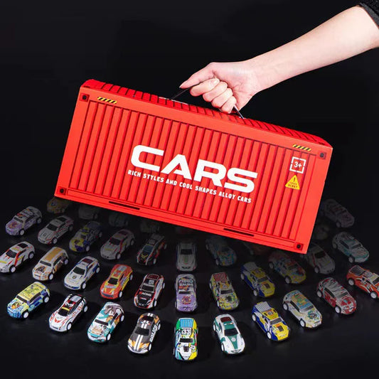 48 Mini Pull-Back Cars with Built-In Garage Set